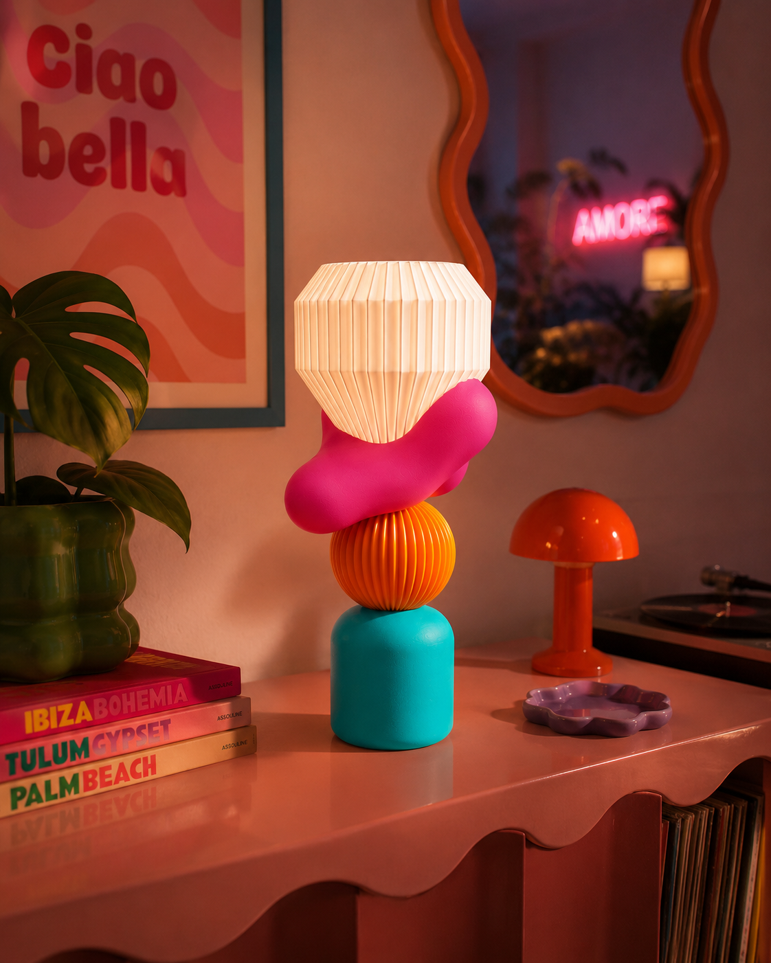 blob house blob table dopamine maximalist color block whimsical colorful home decor vases lamps tables lamp 